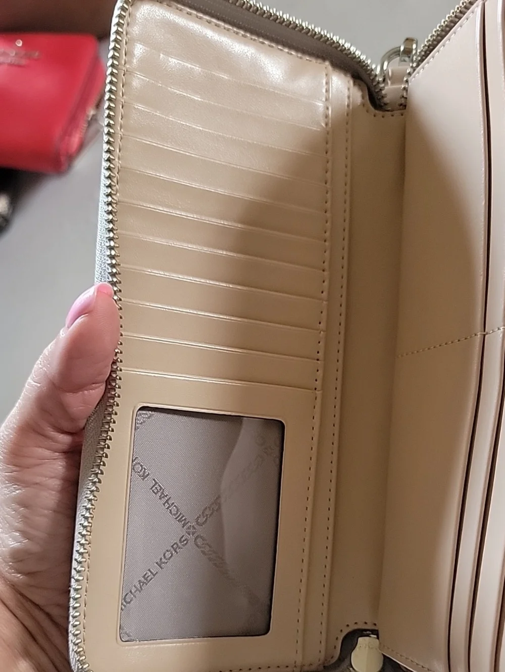 Michael Kors Jet Set Large Patent Logo Embossed Continental Wallet In Silver